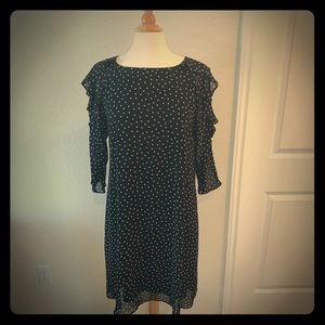 Chico’s Dot Ruffle Sleeve Shift Dress Size 0.5
